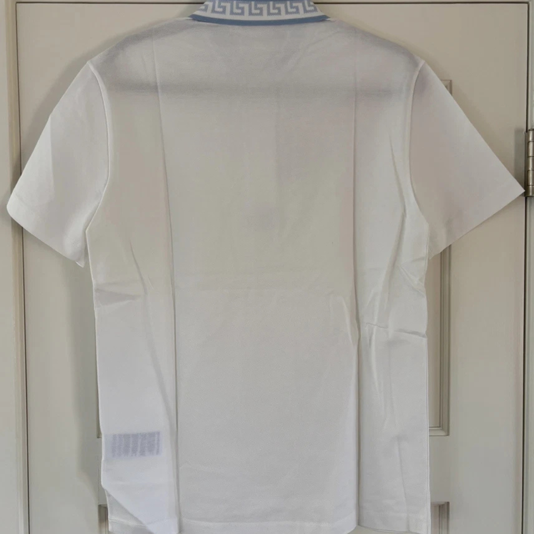 Versace Greca-Collar Piquet cotton Short-Sleeved Polo Shirt