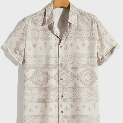 Loose Fit Men's Geometric Graphic Short Sleeve Shirt