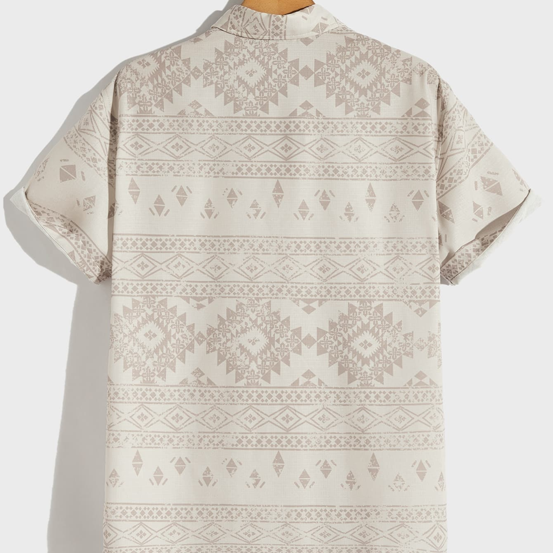 Loose Fit Men's Geometric Graphic Short Sleeve Shirt