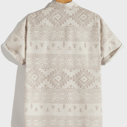 Loose Fit Men's Geometric Graphic Short Sleeve Shirt