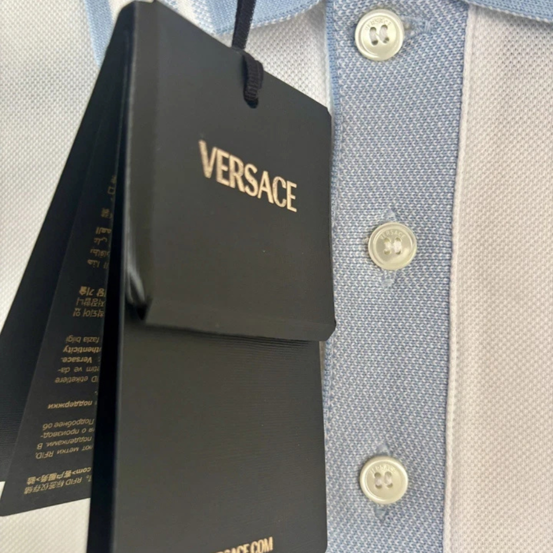 Versace Greca-Collar Piquet cotton Short-Sleeved Polo Shirt