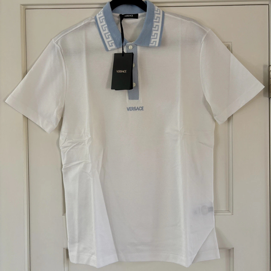 Versace Greca-Collar Piquet cotton Short-Sleeved Polo Shirt