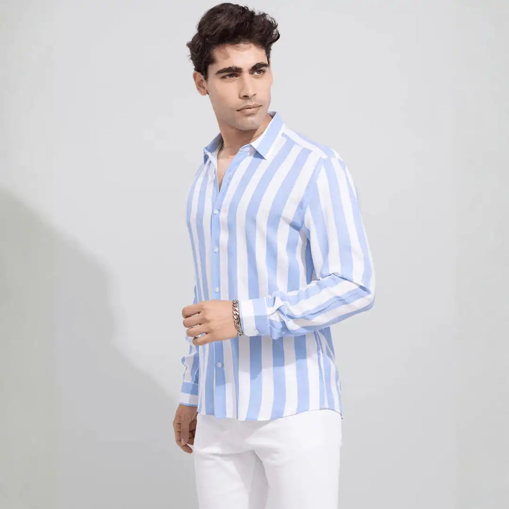 ZURINE Regular Fit Striped Spread Collar Casual Shirt
