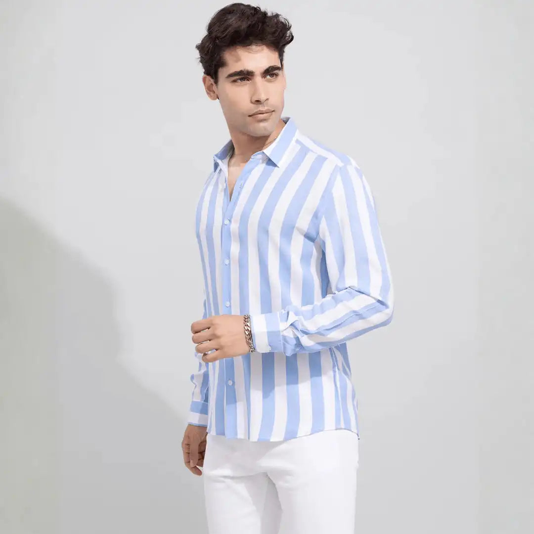 ZURINE Regular Fit Striped Spread Collar Casual Shirt