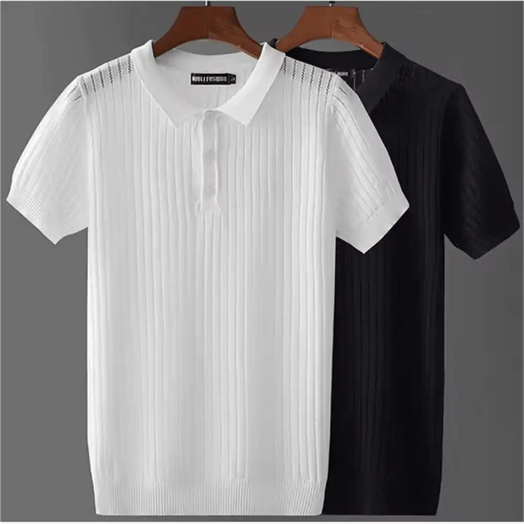 Striped Polo Shirt Summer Casual Short Sleeve