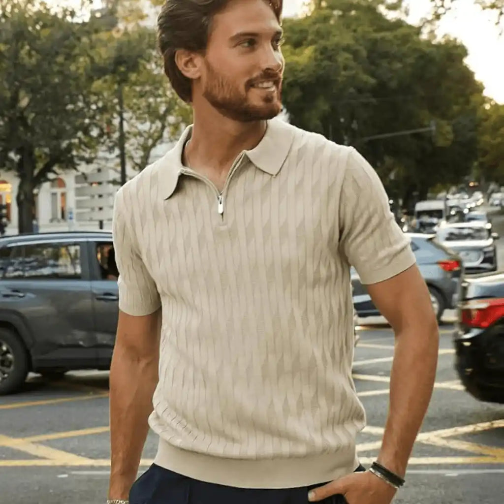 PJ PAUL JONES Zip Polo Shirt Short Sleeve
