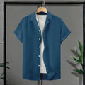 Blue Short Sleeve Button-Down Shirt