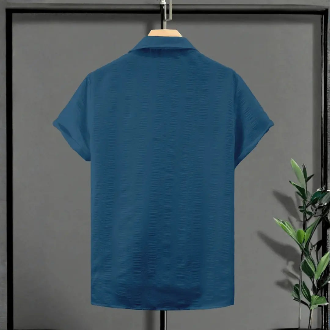Blue Short Sleeve Button-Down Shirt