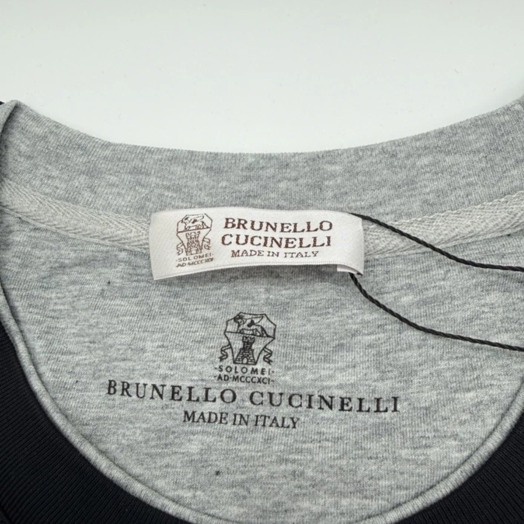 BRUNELLO CUCINELLI Black Embroidered Layered Short-Sleeve T-Shirt