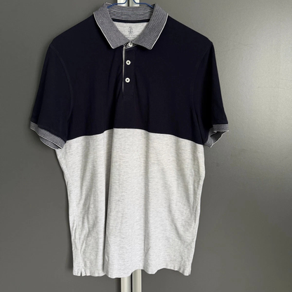 Brunello Cucinelli White & Blue Mens Polo T-Shirt