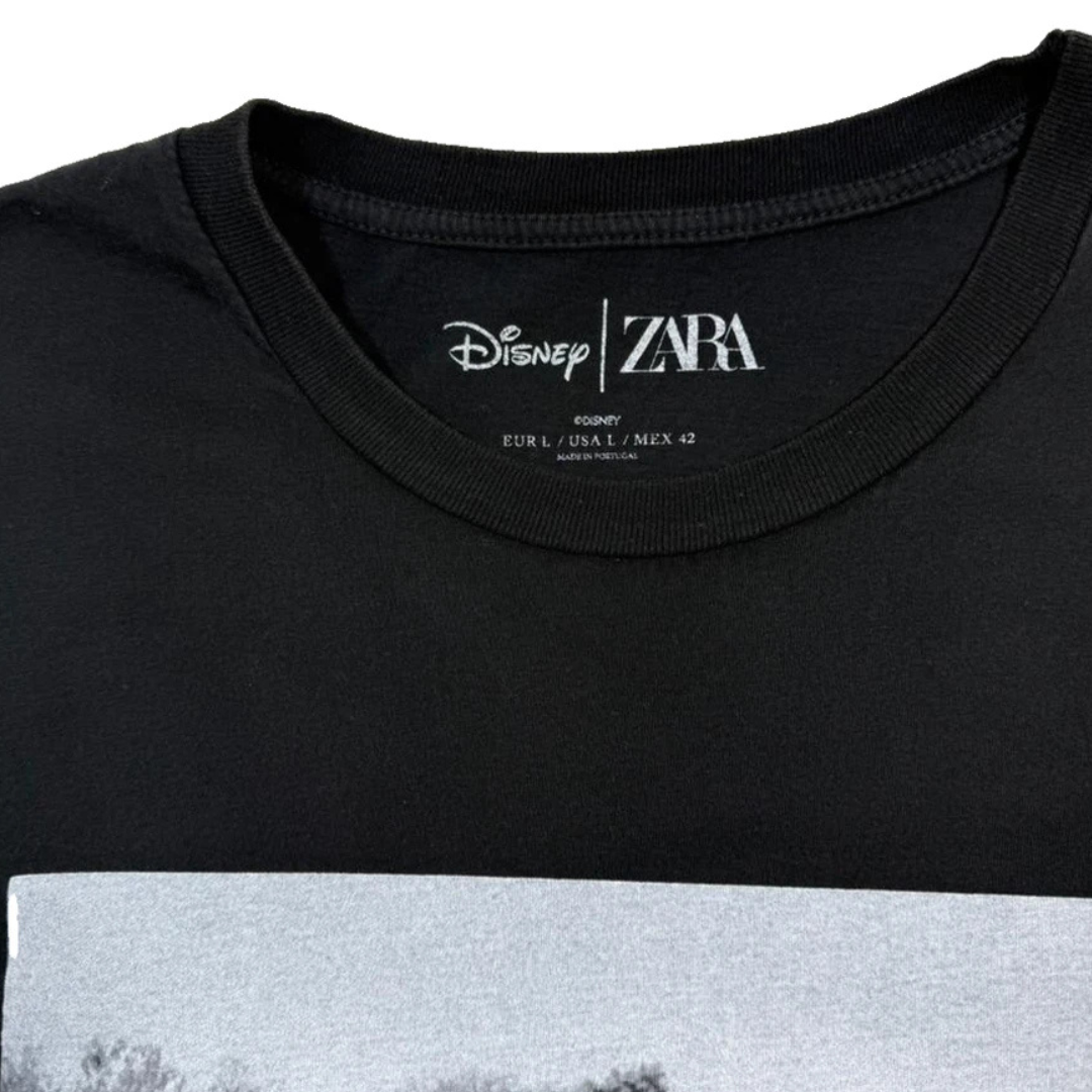 Disney X Zara Men'S Black Mickey Mouse Graphic T-Shirt