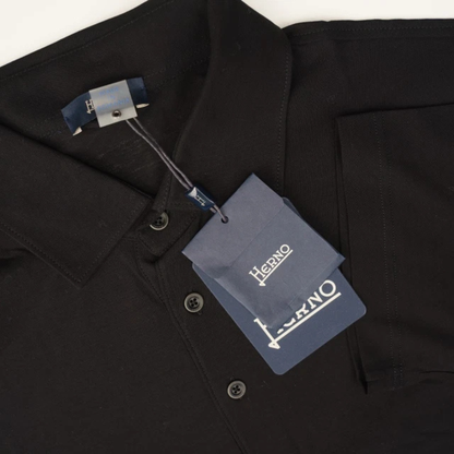 HERNO Solid Black Polo Shirt