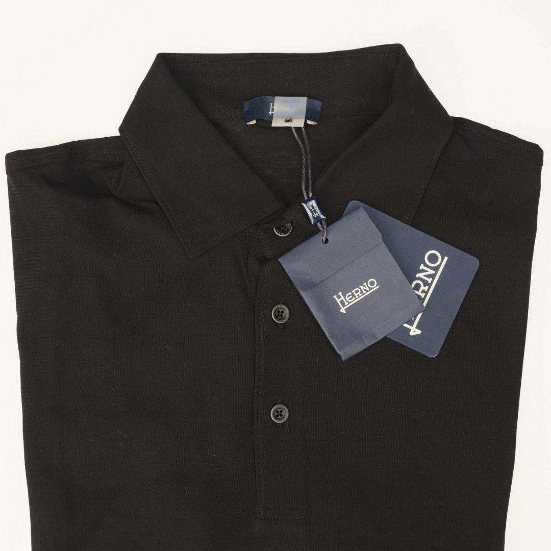 HERNO Solid Black Polo Shirt