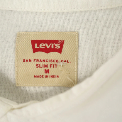 Levi’s Men’s M Slim White Cotton Cuffed Short Sleeve Shirt