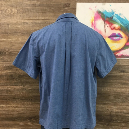 Brooks Brothers Men's Blue Chambray Cuban Guayabera Shirt