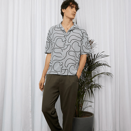 Abstract-Lined Oversized Shirt - Teecraft