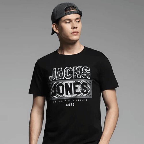 BLACK JACK & JONES LOGO PRINT COTTON T-SHIRT - Teecraft