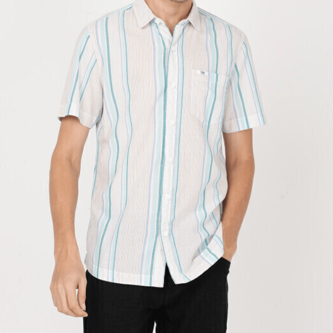 Lee Men Striped Blue Slim Fit Shirt - Teecraft