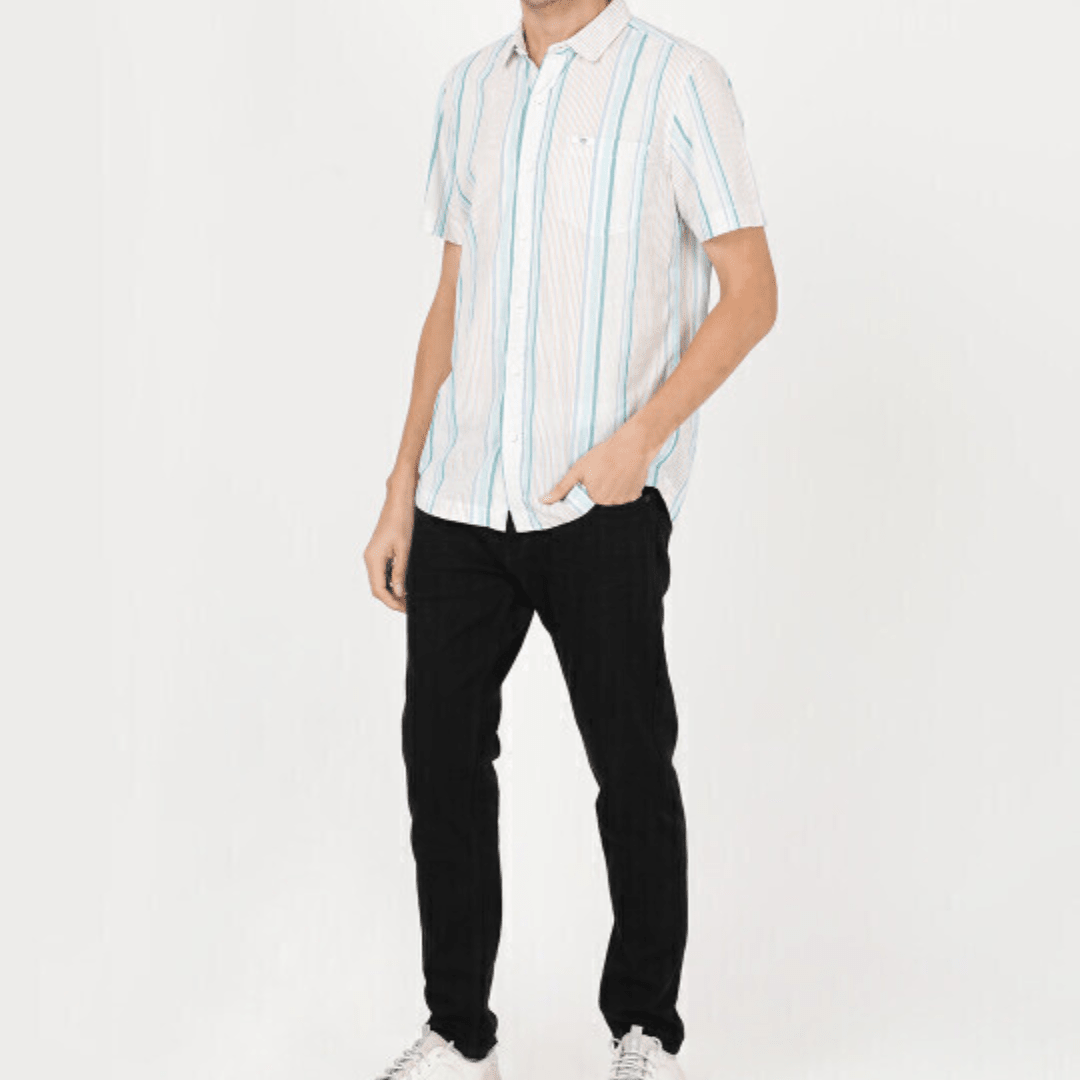 Lee Men Striped Blue Slim Fit Shirt - Teecraft