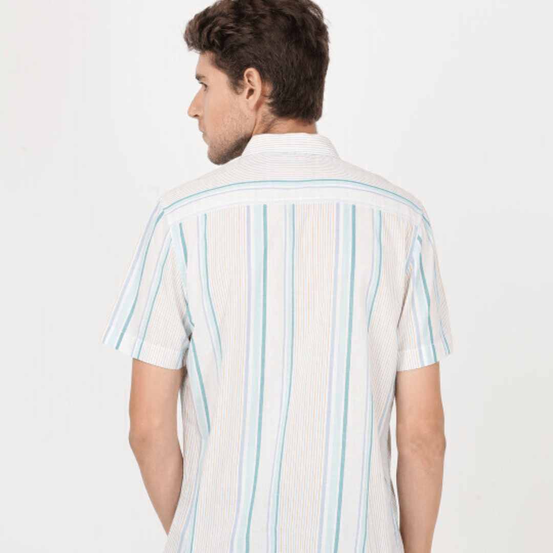 Lee Men Striped Blue Slim Fit Shirt - Teecraft