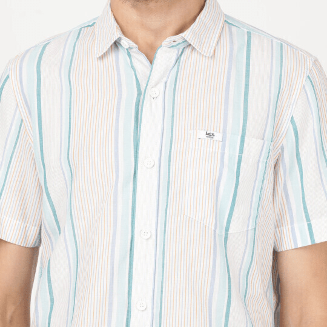 Lee Men Striped Blue Slim Fit Shirt - Teecraft
