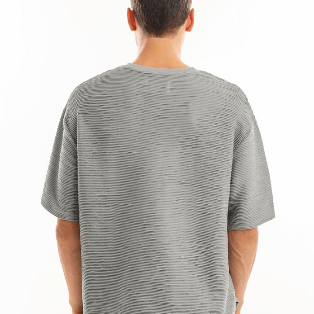 Light Grey Textured Oversized T-shirt - Teecraft