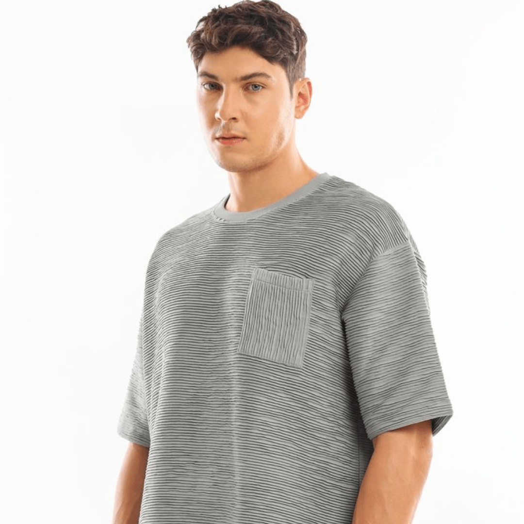 Light Grey Textured Oversized T-shirt - Teecraft