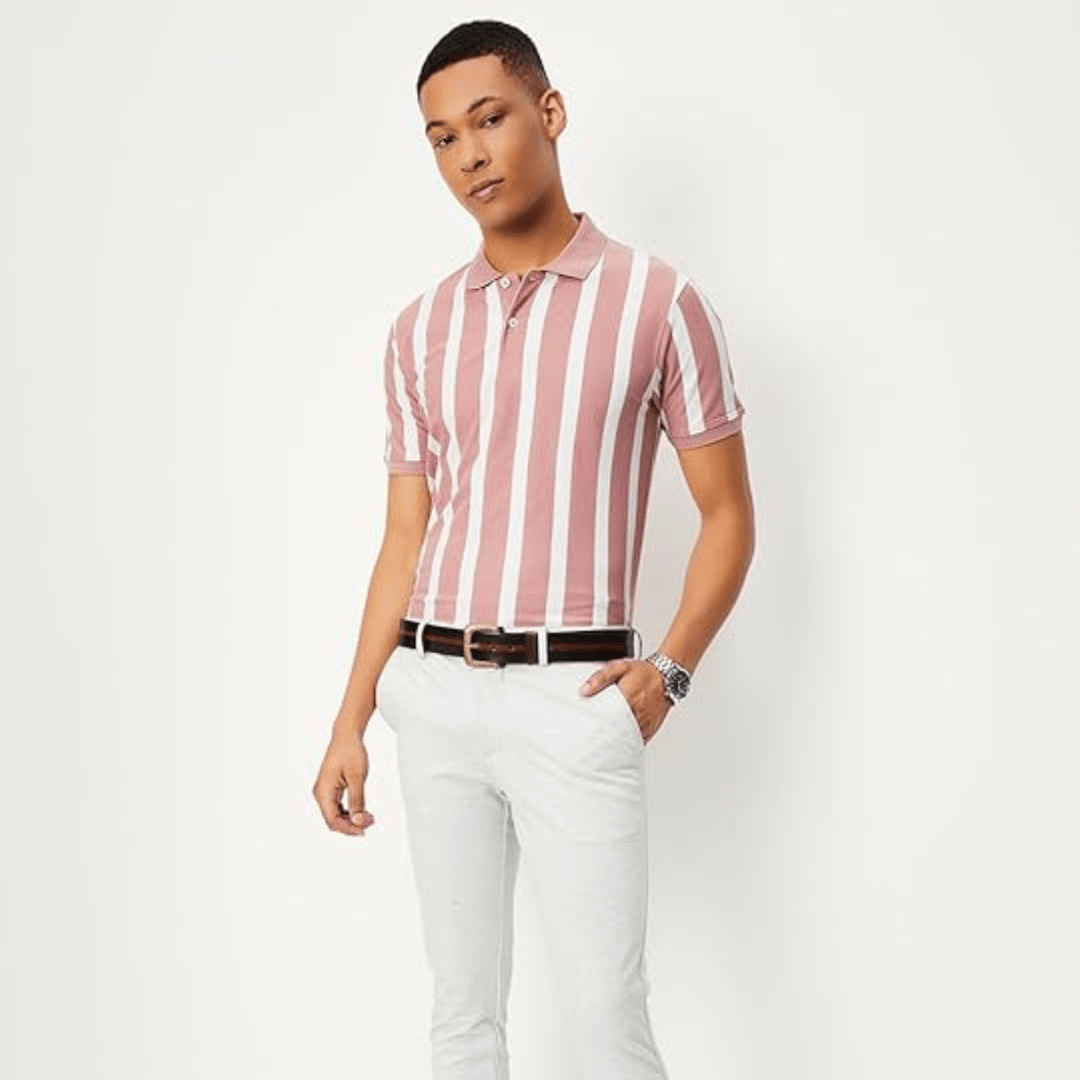 Max Men's Half Sleeves Regular Fit Striped Polo Levi's T-Shirt - Teecraft