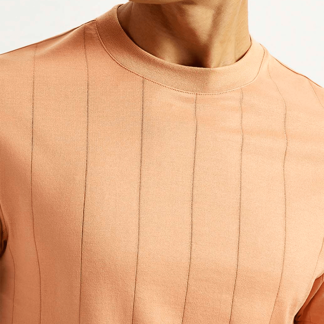 Men's Striped Peach Crew Neck Levi's T-shirt - Teecraft