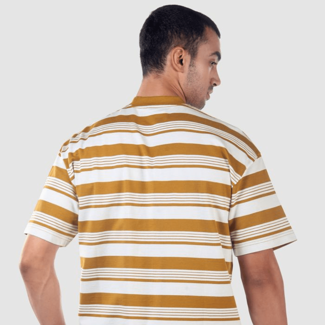 Mustard Striped Knitted T-Shirt - Teecraft