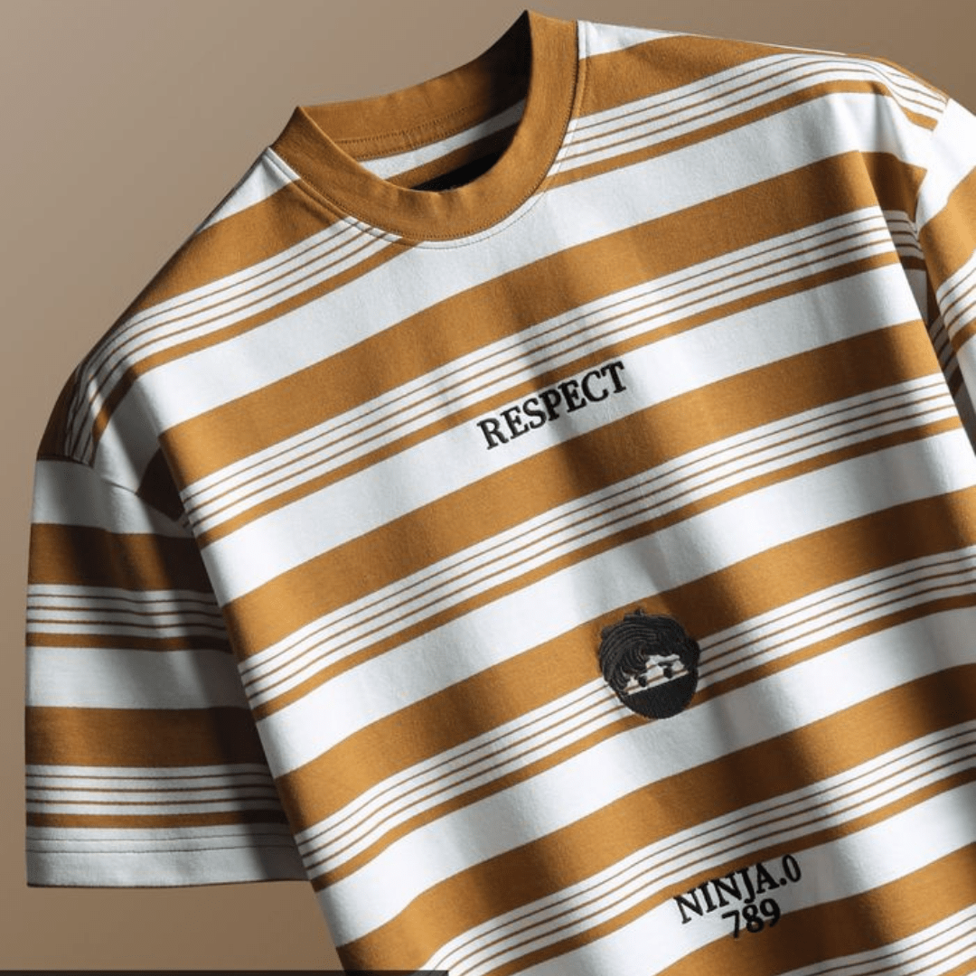Mustard Striped Knitted T-Shirt - Teecraft