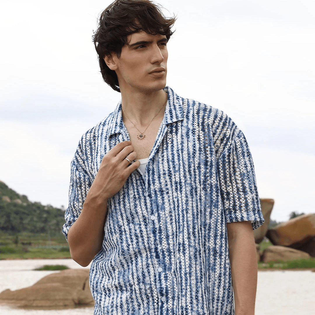 Ombre-Striped Oversized Shirt - Teecraft