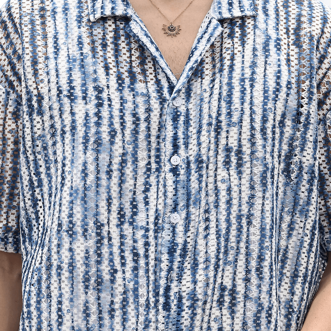 Ombre-Striped Oversized Shirt - Teecraft